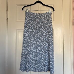Reformation Blue Floral Midi Skirt